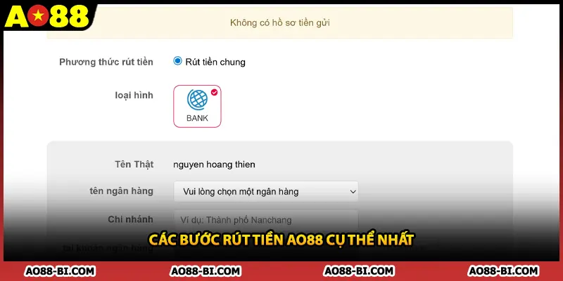 Các bước rút tiền AO88 cụ thể nhất